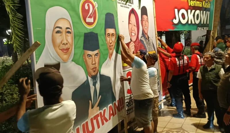 Masa Tenang, Alat Peraga Kampanye Cagub-Cawagub Jatim Mulai Dicopot