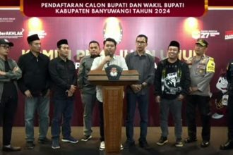 Konfrensi Pers Penutupan Pendaftaran cabup-cawabup oleh KPU Banyuwangi. (Foto:Irham Kusuma)
