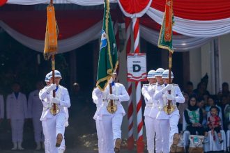 Upacara peringatan Hari Jadi ke-79 Provinsi Jawa Timur, di gedung negara Grahadi, Jalan Gubernur Suryo, Surabaya, Sabtu (12/10/2024). (Foto : Adpim Provinsi Jatim)