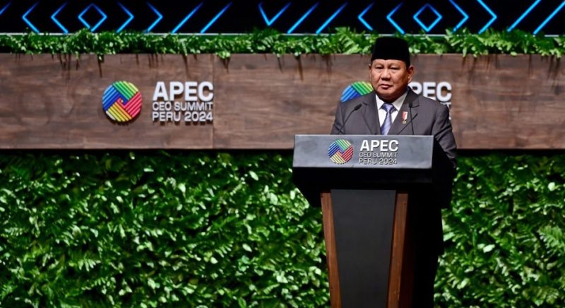 Presiden Republik Indonesia Prabowo Subianto menyampaikan pidato di APEC CEO Summit di Peru Tahun 2024. (Foto : BPMI Setpres/Muchlis Jr)