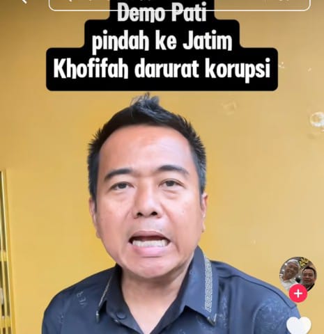 Cak Sholeh juga rakyat Jawa timur untuk demo sebagai gerakan perlawanan dan gerakan menurunkan Khofifah dari Gubernur Jatim. (Foto : ss tiktok cak sholeh)